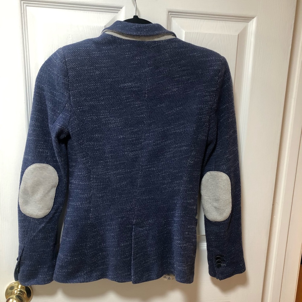 Zara Basic Cotton Blend Knit Elbow Patch Blazer - image 7